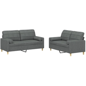 vidaXL Ensemble de canapés 3 pcs coussins gris foncé tissu pas cher