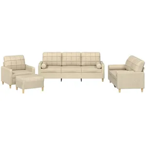 vidaXL Ensemble de canapés 4 pcs avec coussins crème tissu