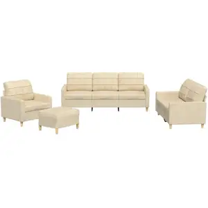 vidaXL Ensemble de canapés 4 pcs avec coussins Crème Tissu