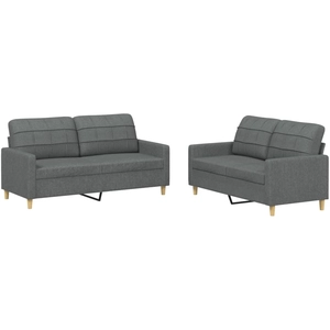 vidaXL Ensemble de canapés 3 pcs avec coussins Gris foncé Tissu pas cher