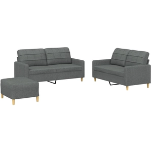 vidaXL Ensemble de canapés 2 pcs coussins gris foncé tissu pas cher