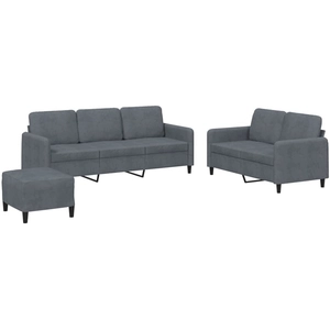 vidaXL Ensemble de canapés 3 pcs gris foncé velours pas cher