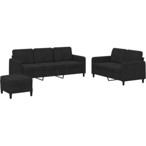 vidaXL Ensemble de canapés 3 pcs noir velours 3202029 pas cher