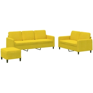 vidaXL Ensemble de canapés 3 pcs jaune velours pas cher
