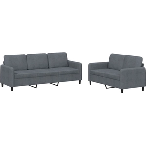 vidaXL Ensemble de canapés 2 pcs gris foncé velours pas cher