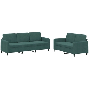 vidaXL Ensemble de canapés 2 pcs vert foncé velours