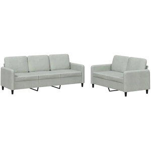 vidaXL Ensemble de canapés 2 pcs gris clair velours