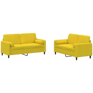 vidaXL Ensemble de canapés 2 pcs avec coussins jaune velours pas cher