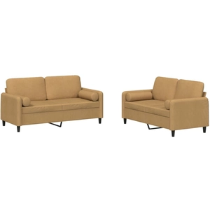 vidaXL Ensemble de canapés 2 pcs avec coussins marron velours pas cher