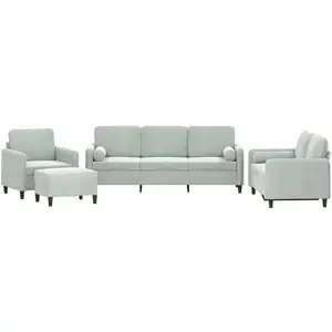 vidaXL Ensemble de canapés 4 pcs avec coussins gris clair velours pas cher