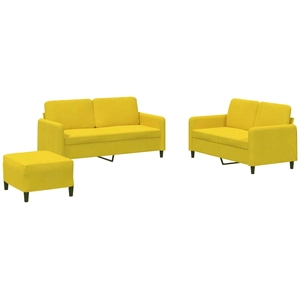vidaXL Ensemble de canapés 3 pcs avec coussins jaune velours pas cher