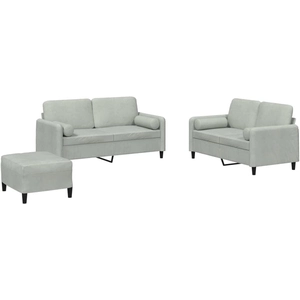 vidaXL Ensemble de canapés 3 pcs avec coussins gris clair velours pas cher