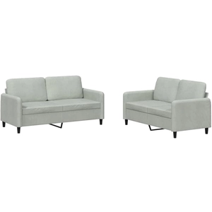 vidaXL Ensemble de canapés 2 pcs gris clair velours pas cher