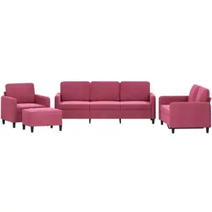 vidaXL Ensemble de canapés 4 pcs rouge bordeaux velours pas cher