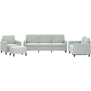 vidaXL Ensemble de canapés 4 pcs gris clair velours 3201944