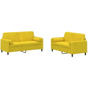 vidaXL Ensemble de canapés 3 pcs jaune velours 3201990 pas cher