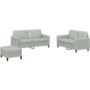 vidaXL Ensemble de canapés 3 pcs gris clair velours