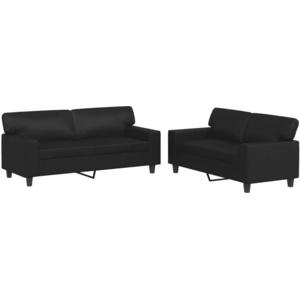 vidaXL Ensemble de canapés 2 pcs noir similicuir pas cher