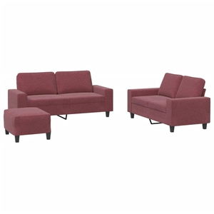 vidaXL Ensemble de canapés 3 pcs rouge bordeaux tissu pas cher