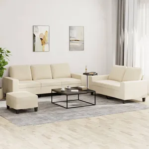 vidaXL Ensemble de canapés 3 pcs crème tissu pas cher