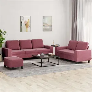 vidaXL Ensemble de canapés 3 pcs rouge bordeaux tissu pas cher