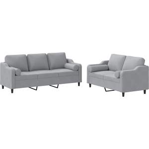 vidaXL Ensemble de canapés 2 pcs coussins gris clair tissu pas cher
