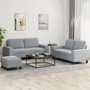 vidaXL Ensemble de canapés 3 pcs gris clair tissu pas cher
