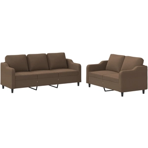 vidaXL Ensemble de canapés 2 pcs avec coussins Marron Tissu pas cher