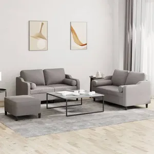vidaXL Ensemble de canapés 3 pcs avec coussins taupe tissu pas cher