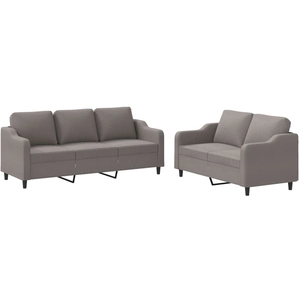 vidaXL Ensemble de canapés 2 pcs avec coussins Taupe Tissu pas cher
