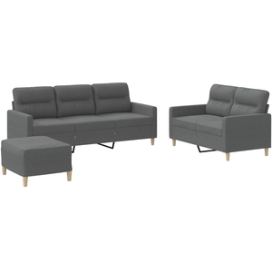 vidaXL Ensemble de canapés 3 pcs coussins gris foncé tissu