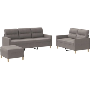 vidaXL Ensemble de canapés 3 pcs avec coussins Taupe Tissu pas cher