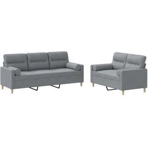 vidaXL Ensemble de canapés 2 pcs coussins gris clair tissu pas cher
