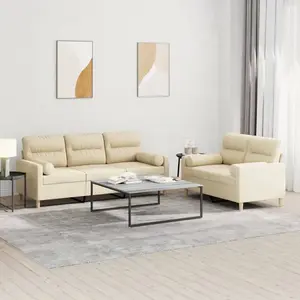 vidaXL Ensemble de canapés 2 pcs avec coussins crème tissu pas cher
