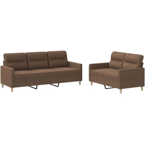 vidaXL Ensemble de canapés 2 pcs avec coussins marron tissu