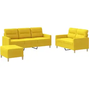 Comparateur de prix : vidaXL Ensemble de canapés 3 pcs avec coussins Jaune clair Tissu