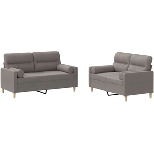 vidaXL Ensemble de canapés 3 pcs avec coussins taupe tissu pas cher