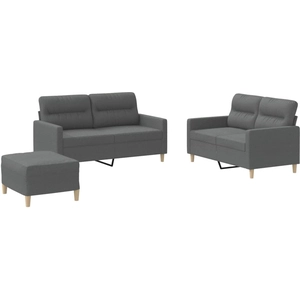 vidaXL Ensemble de canapés 3 pcs coussins gris foncé tissu pas cher