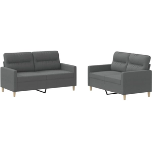 vidaXL Ensemble de canapés 2 pcs avec coussins Gris foncé Tissu pas cher