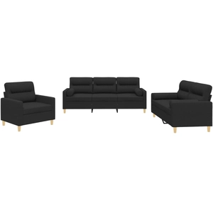 Comparateur de prix : vidaXL Ensemble de canapés 4 pcs avec coussins noir tissu