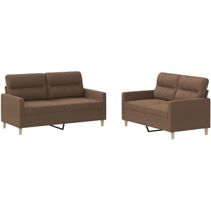 vidaXL Ensemble de canapés 2 pcs avec coussins Marron Tissu pas cher