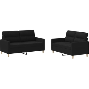 vidaXL Ensemble de canapés 2 pcs avec coussins Noir Tissu pas cher