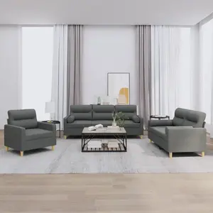 Comparateur de prix : vidaXL Ensemble de canapés 3 pcs coussins gris foncé tissu
