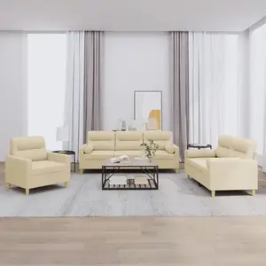 vidaXL Ensemble de canapés 3 pcs avec coussins crème tissu