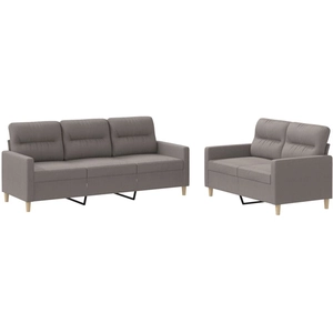 vidaXL Ensemble de canapés 2 pcs avec coussins Taupe Tissu pas cher