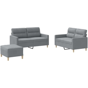 vidaXL Ensemble de canapés 3 pcs avec coussins Gris clair Tissu pas cher