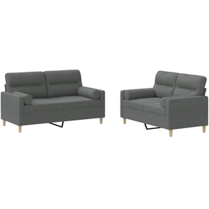vidaXL Ensemble de canapés 3 pcs avec coussins Gris foncé Tissu pas cher