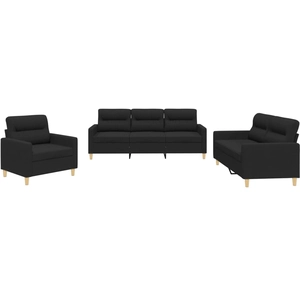 vidaXL Ensemble de canapés 4 pcs avec coussins Noir Tissu pas cher