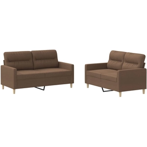 vidaXL Ensemble de canapés 2 pcs avec coussins marron tissu pas cher