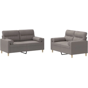 vidaXL Ensemble de canapés 2 pcs avec coussins taupe tissu pas cher